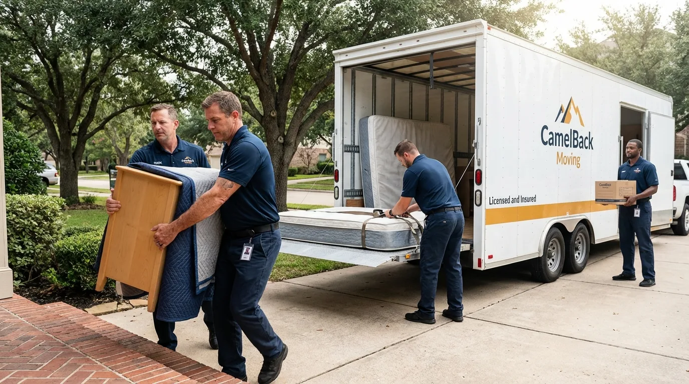 Crew loading residential truck for cross-state move from Bellwood, PA