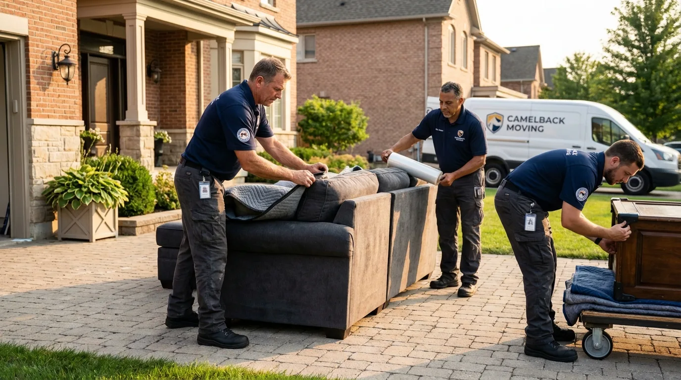 Large estate moving crew wrapping furniture in Bellwood, PA